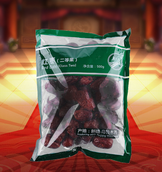 閩融紅棗(二等果)產(chǎn)自河北滄州500g每袋，滄州紅棗色澤鮮紅、皮薄、肉厚、核小、味道甘美清香，并具有較高的營(yíng)養(yǎng)價(jià)值。