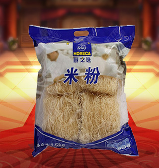 廚之選米粉產(chǎn)自福建莆田1.5kg每袋，本品精選優(yōu)質(zhì)大米，食用玉米淀粉等為原料，經(jīng)嚴格的管理和先進的生產(chǎn)工藝精制而成。本品絲條細勻，質(zhì)地柔韌，有光澤，在水中浸泡48小時不變色，不發(fā)漲。