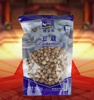 廚之選(HORECA SELECT)豆蔻產(chǎn)自四川成都200g每袋，精細(xì)加工而成，質(zhì)量上乘，備受廣大專業(yè)廚師和消費(fèi)者歡迎和厚愛，是您廚房必備品。保留了豆蔻中原有的滋味、氣味和全部的營養(yǎng)物質(zhì)，風(fēng)味獨(dú)特，定會讓您回味無窮。不使用化學(xué)劑、無化學(xué)殘留、不破壞營養(yǎng)成分，給家人一份天然、一份健康、一份安心。