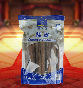 廚之選(HORECA SELECT)桂皮產(chǎn)自四川成都400g每袋，本產(chǎn)品精心挑選上等的桂皮等原材料制作而成，品質(zhì)純正天然，讓您食用的放心。本產(chǎn)品采用的是塑料質(zhì)地包裝，簡潔大方，食用簡單，是您廚房的好幫手。本產(chǎn)品加入菜肴后能讓其味道濃郁，口感醇厚鮮香，給您帶來美妙的味覺盛宴。