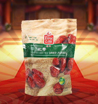 薈食(FINE LIFE)臻選紅棗產(chǎn)自河北滄州500g每袋，精選優(yōu)質(zhì)河北滄州紅棗為原料，經(jīng)先進(jìn)工藝精心制作而成，色澤亮麗，肉質(zhì)飽滿，輕松享受。 
